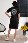 Платье-поло однотонное с принтом, цвет черный, 257R49 - фото № 4