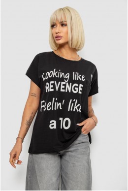 Футболка женская с принтом, цвет черный, 244R3013-5