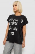 Футболка женская с принтом, цвет черный, 244R3013-5 - фото № 2