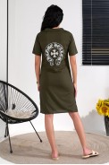 Платье-поло однотонное с принтом, цвет хаки, 257R49 - фото № 4