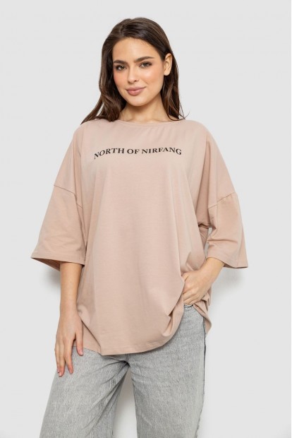 Футболка жіноча з принтом, колір бежевий, 244R3013