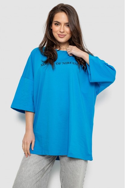 Футболка жіноча з принтом, колір блакитний, 244R3013