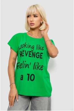 Футболка женская с принтом, цвет зеленый, 244R3013-5