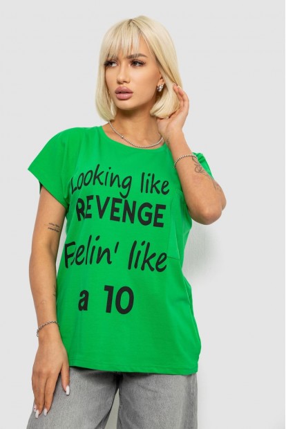 Футболка женская с принтом, цвет зеленый, 244R3013-5