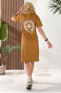 Платье-поло однотонное с принтом, цвет коричневый, 257R49 - фото № 4