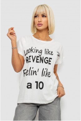 Футболка женская с принтом, цвет молочный, 244R3013-5