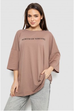 Футболка жіноча з принтом, колір мокко, 244R3013