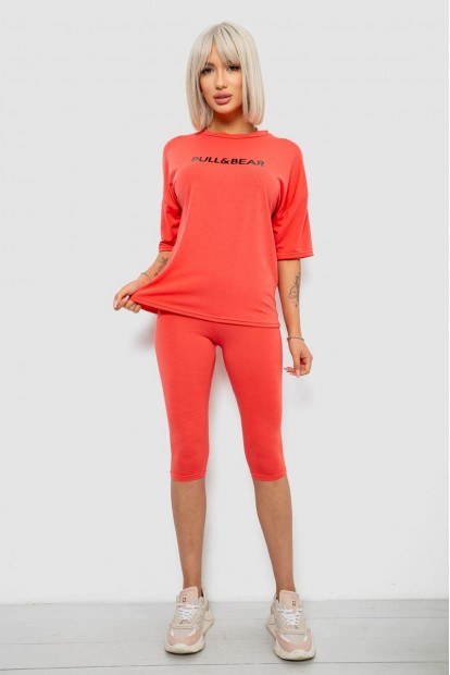 Костюм домашний женский с принтом, цвет коралловый, 257R738