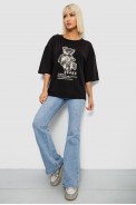 Футболка жіноча з принтом, колір чорний, 244R2029-5 - фото № 1