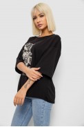 Футболка жіноча з принтом, колір чорний, 244R2029-5 - фото № 2