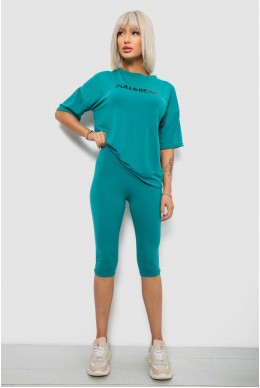 Костюм домашний женский с принтом, цвет бирюзовый, 257R738