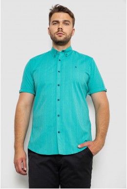 Сорочка чоловіча в клітинку  -уцінка, колір бірюзовий, 214R4564-3-U
