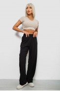 Штаны женские однотонные повседневные, цвет черный, 214R326 - фото № 1
