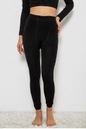 Лосины однотонные на флисе, цвет черный, 244R1710 - фото № 1