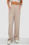 Штаны женские однотонные повседневные, цвет бежевый, 214R326 - фото № 0