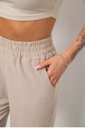 Штаны женские однотонные повседневные, цвет бежевый, 214R326 - фото № 4
