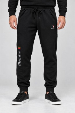 Спортивные штаны мужские однотонные на флисе, цвет черный, 129RCS-2203