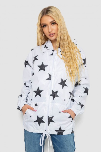 Вітровка жіноча з капюшоном  -уцінка, колір білий, 238R102-U-53