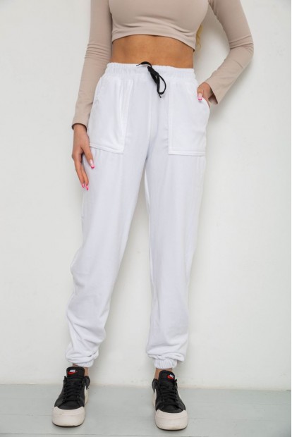 Штани жіночі велюрові  -уцінка, колір білий, 238R58168-U-3