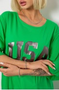 Футболка женская с принтом  -уценка, цвет зеленый, 244R2022-5-U-11 - фото № 4