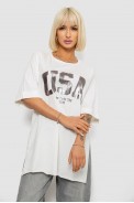 Футболка женская с принтом  -уценка, цвет молочный, 244R2022-5-U-9 - фото № 0