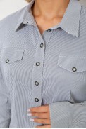 Сорочка класична в смужку, колір сірий, 230R641-1 - фото № 4