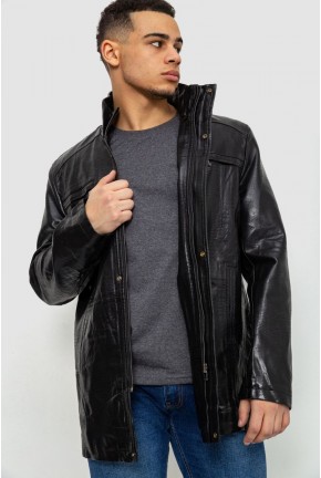 Куртка чоловіча демісезонна екошкіра, колір чорний, 243R1703