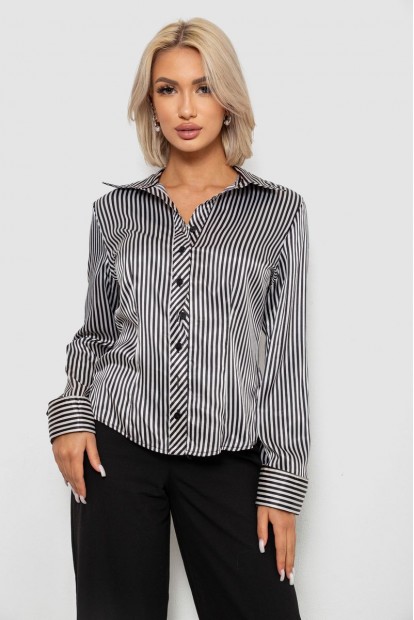 Сорочка класична в смужку  -уцінка, колір чорно-білий, 230R64-2-U-14