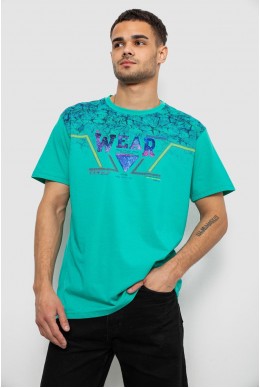 Футболка мужская с принтом  -уценка, цвет бирюзовый, 244R17513-U