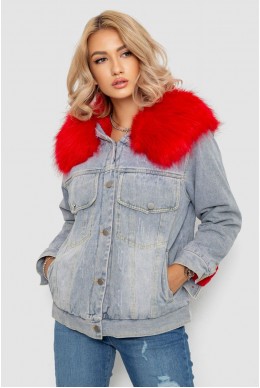 Куртка жіноча джинсова однотонна з капюшоном  -уцінка, колір блакитний, 247R1860-U