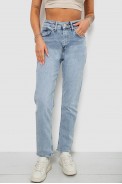Джинсы женские однотонные MOM, цвет голубой, 244R00590 - фото № 0
