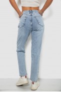 Джинсы женские однотонные MOM, цвет голубой, 244R00590 - фото № 3