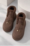 Ботинки женские на меху замша, цвет коричневый, 248RPS140-3 оптом - фото № 1