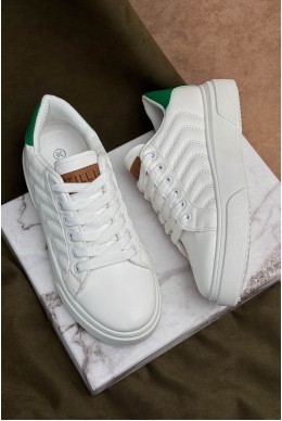 Кеды женские, цвет бело-зеленый, 248RR183