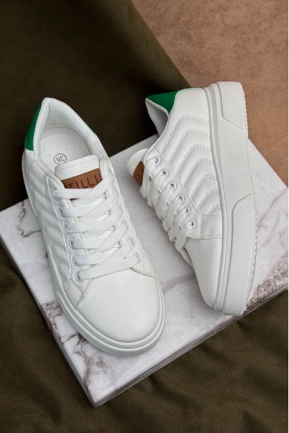 Кеды женские, цвет бело-зеленый, 248RR183