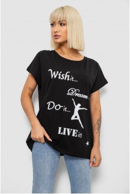 Футболка женская с принтом, цвет черный, 244R3004