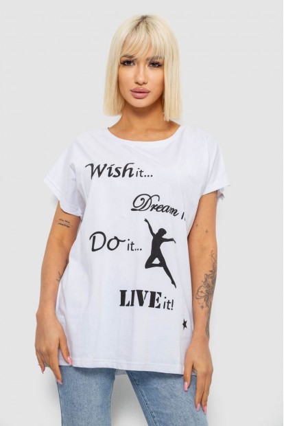 Футболка женская с принтом, цвет белый, 244R3004