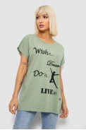 Футболка женская с принтом, цвет оливковый, 244R3004 - фото № 0