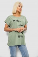 Футболка женская с принтом, цвет оливковый, 244R3004 - фото № 2