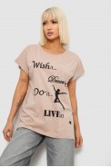 Футболка жіноча з принтом, колір бежевий, 244R3004 - фото № 0