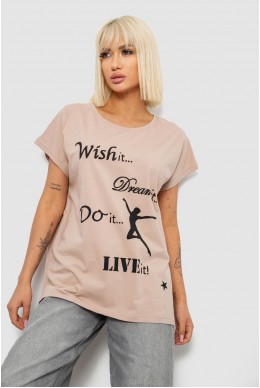 Футболка женская с принтом, цвет бежевый, 244R3004