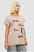 Футболка жіноча з принтом, колір бежевий, 244R3004 - фото № 2