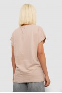 Футболка жіноча з принтом, колір бежевий, 244R3004 - фото № 3