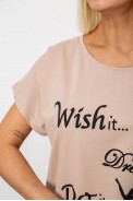 Футболка жіноча з принтом, колір бежевий, 244R3004 - фото № 4