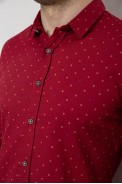 Рубашка мужская однотонная с принтом, цвет бордовый, 186R6917-8 - фото № 4