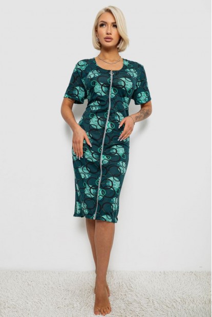 Халат женский на молнии с принтом, цвет зеленый, 257R1030