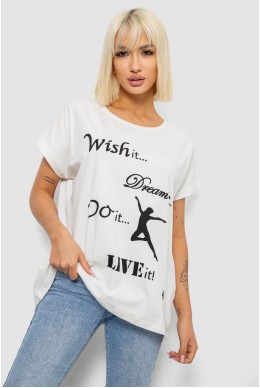 Футболка женская с принтом, цвет молочный, 244R3004