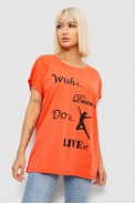 Футболка женская с принтом, цвет оранжевый, 244R3004 - фото № 0