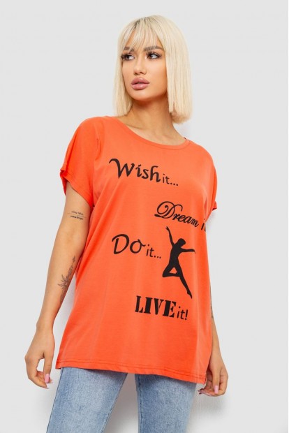 Футболка женская с принтом, цвет оранжевый, 244R3004