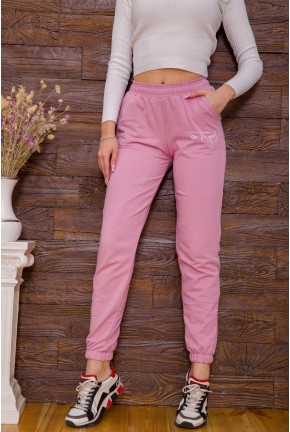Спортивные женские штаны с манжетами розового цвета 182R121